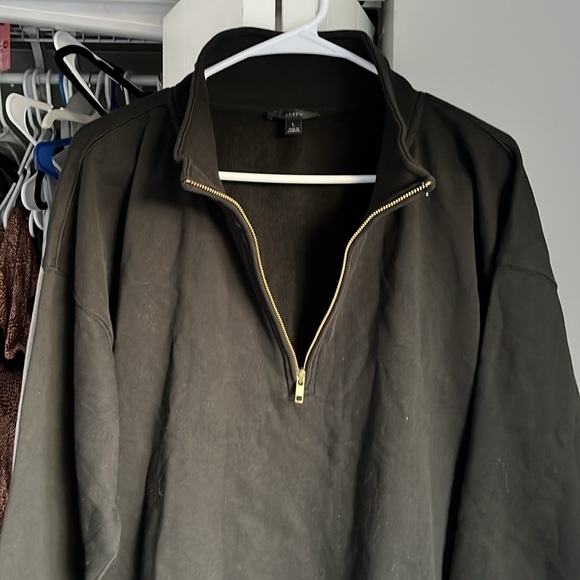 J. Crew 1/4 Zip Oversized Black Boyfriend Pullover, NWOT - Picture 3 of 5